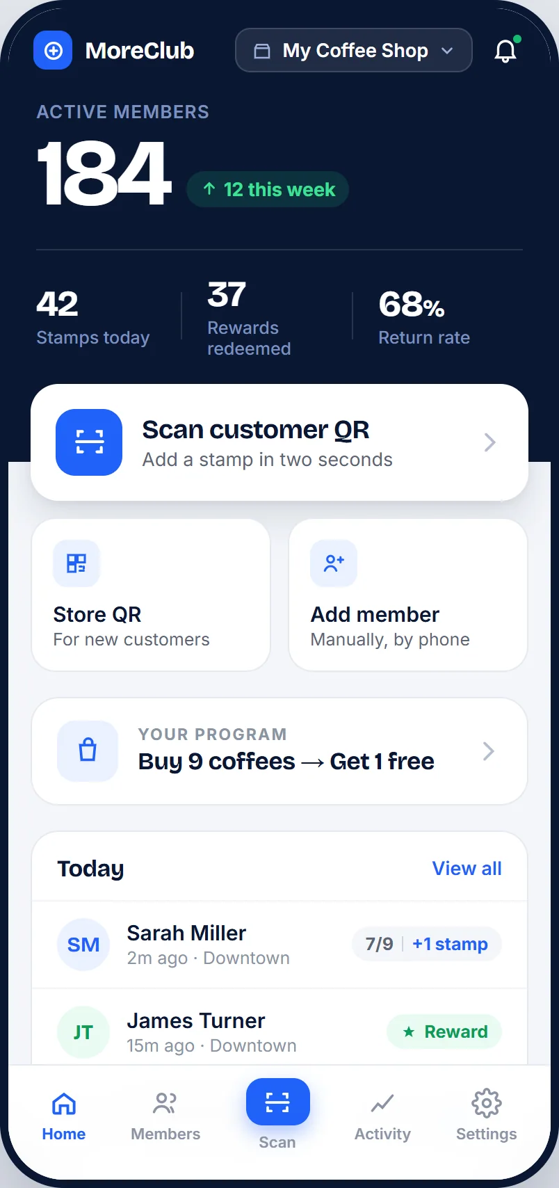 MoreClub merchant app