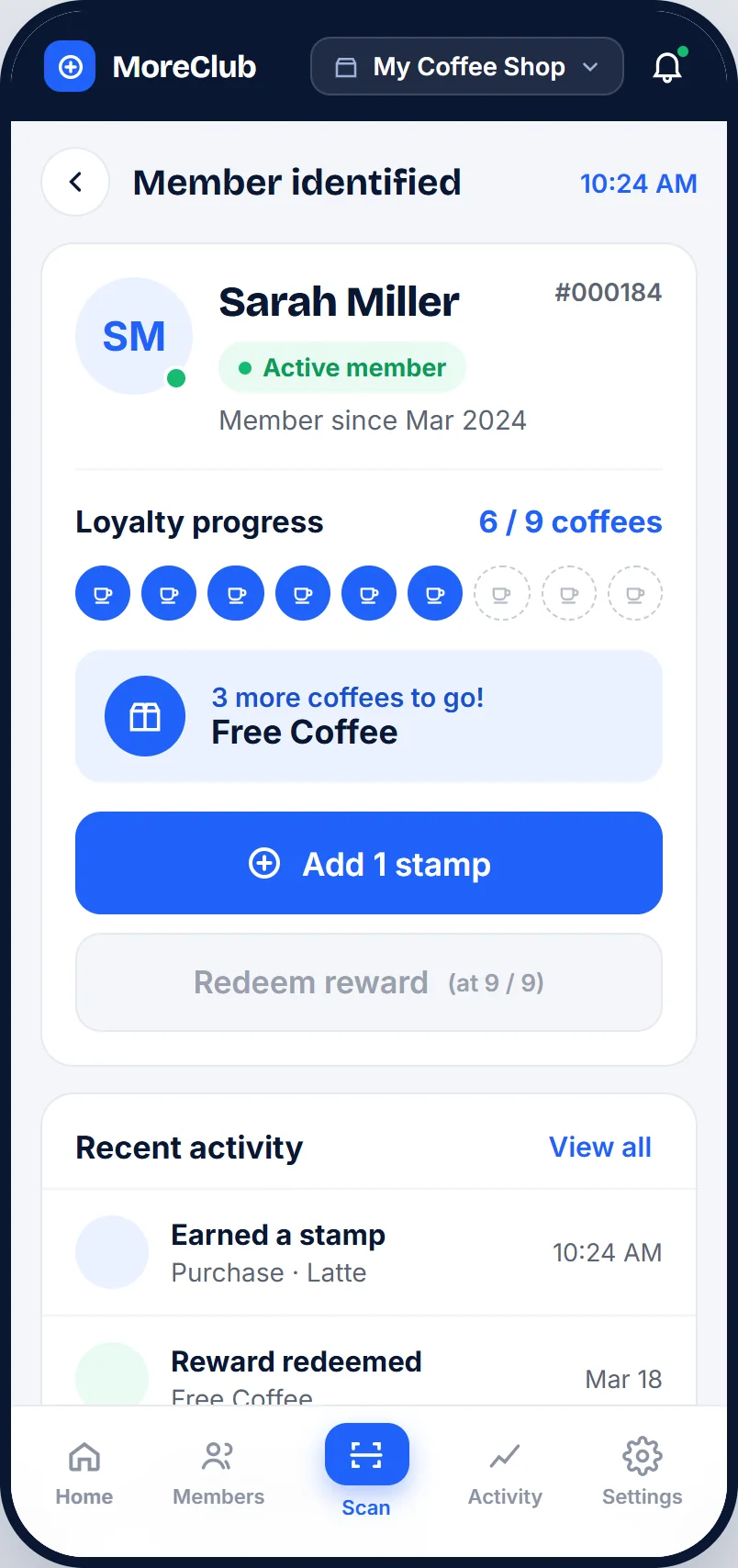 Customer identified in MoreClub